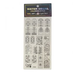 Crystal Nails - Water Decal Coloring Style - Abtibilde pentru Contur Modele - Vitrage Black