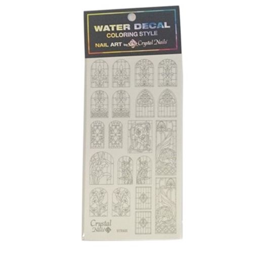 Crystal Nails - Water Decal Coloring Style - Abtibilde pentru Contur Modele - Vitrage Silver