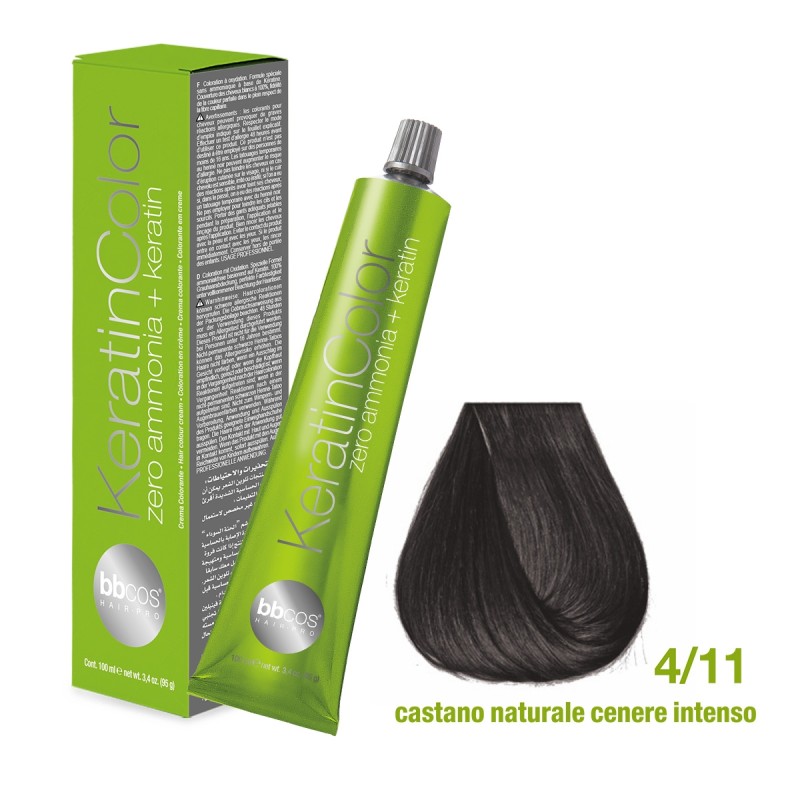 BBCOS - Vopsea de par Keratin COLOR 4/11 (Intensive Ash Natural Brown)