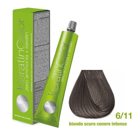 BBCOS - Vopsea de păr Keratin COLOR (6/11- Biondo Scuro Cenere Intenso)