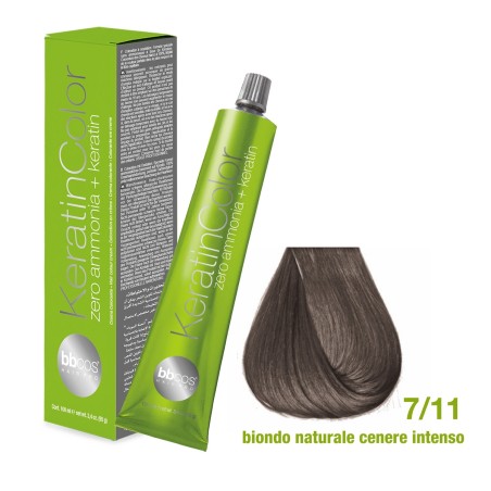 BBCOS - Vopsea de păr Keratin COLOR (7/11- Biondo Naturale Cenere Intenso)