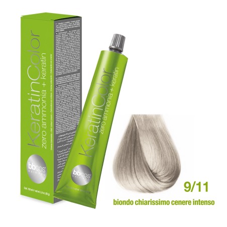 BBCOS - Vopsea de păr Keratin COLOR (9/11- Biondo Chiaro Cenere Intenso)