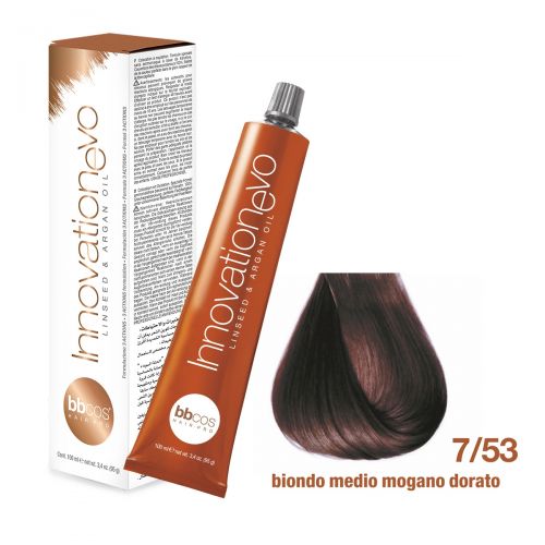 BBCOS- Vopsea de păr Innovation EVO (7/53- Biondo Medio Mogano Dorato)