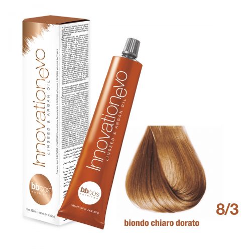 BBCOS- Vopsea de păr Innovation EVO (8/3- Biondo Chiaro Dorato)