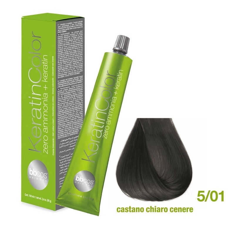 Vopsea de păr Keratin COLOR (5/01- Castano Chiaro Cenere)