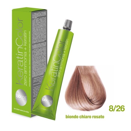 Vopsea de păr Keratin COLOR (8/26 Biondo Chiaro Rosato)