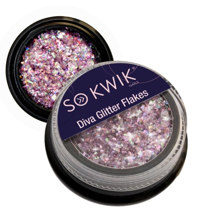 SoKwik - Diva Glitter Flakes Silver 01 - Sclipici Roz Deschis
