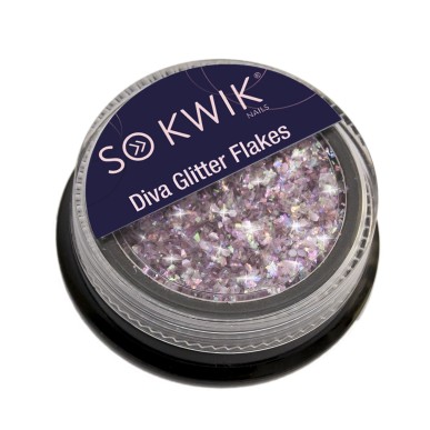 SoKwik - Diva Glitter Flakes Silver 01 - Sclipici Roz Deschis