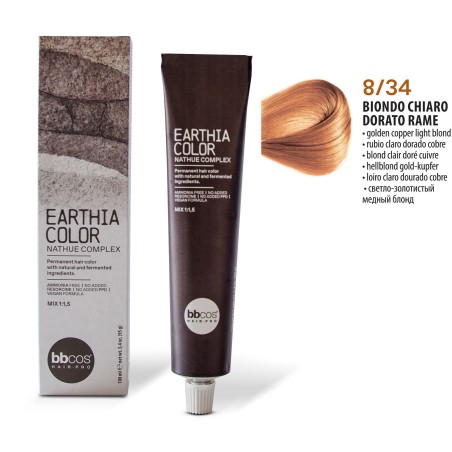 Vopsea de par permanenta Earthia Blond Deschis Auriu Cupru