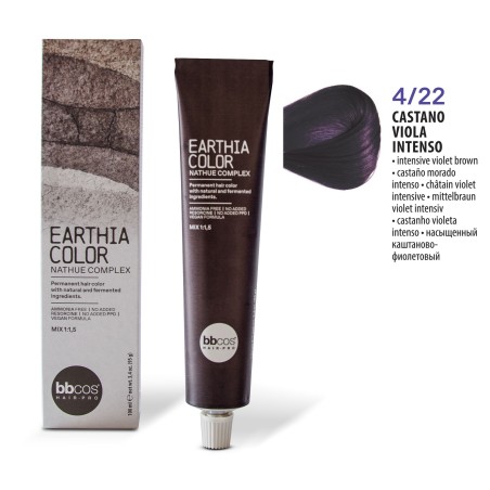 Vopsea de par permanenta Earthia Castaniu Violet Intens