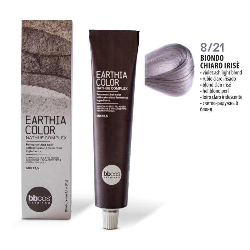 BBCOS - Vopsea de par Earthia Color 8/21 (Violet Ash Light Blond)