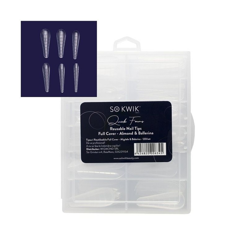 SoKwik - Quick Forms - Tipsuri Reutilizabile Full Cover - Migdala (120/set)