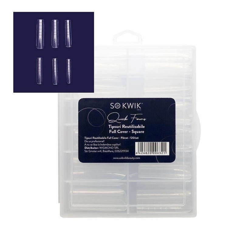 SoKwik - Quick Forms - Tipsuri Reutilizabile Full Cover - Patrat (120/set)