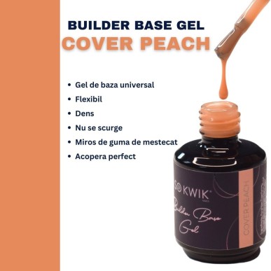 SoKwik - Builder Flexi Base Gel Cover Peach 15ml Gel de Baza Semipermanent