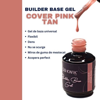 SoKwik Builder Flexi Base Gel Cover Pink Tan 15ml - Gel de Baza Flexibil si Ultra-Aderent