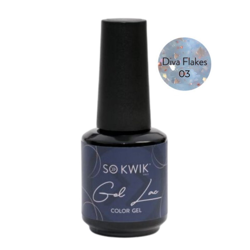 SoKwik - Oja Semipermanenta Diva Flakes Collection F03 (15ml) TPO Free si Hema Free