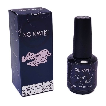 Gel pentru Unghii de Acoperire - Matt cu Stropi – Splash Top Black (15ml)