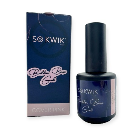 SoKwik Builder Rubber Base Gel Cover Pink - Gel de Baza Roz Natural, Flexibil (15ml)