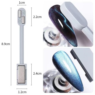 SoKwik Magnet Cat Eye - Instrument 2 Capete (Dreptunghi/Liniute) pentru Modele unghii captivante