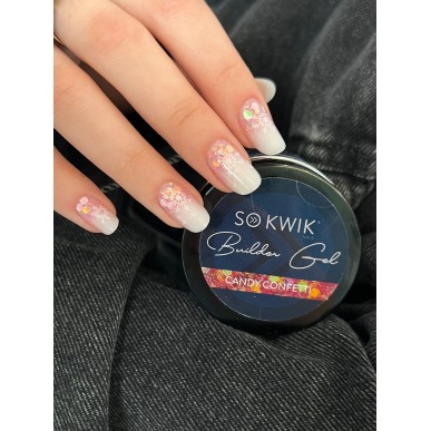 SoKwik Builder Gel Candy Confetti 03 - Gel Roz cu Sclipici pentru Constructie (30ml)