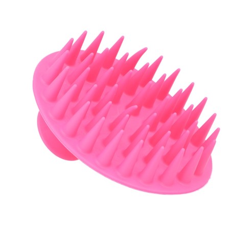 Perie masaj scalp roz din silicon – stimuleaza cresterea parului