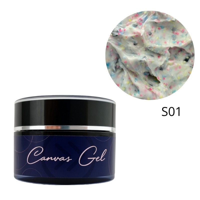 Gel decorativ cu efect mineral pentru unghii – Canvas Gel S01 Confetti Stone SoKwik (8gr) TPO Free si Hema Free