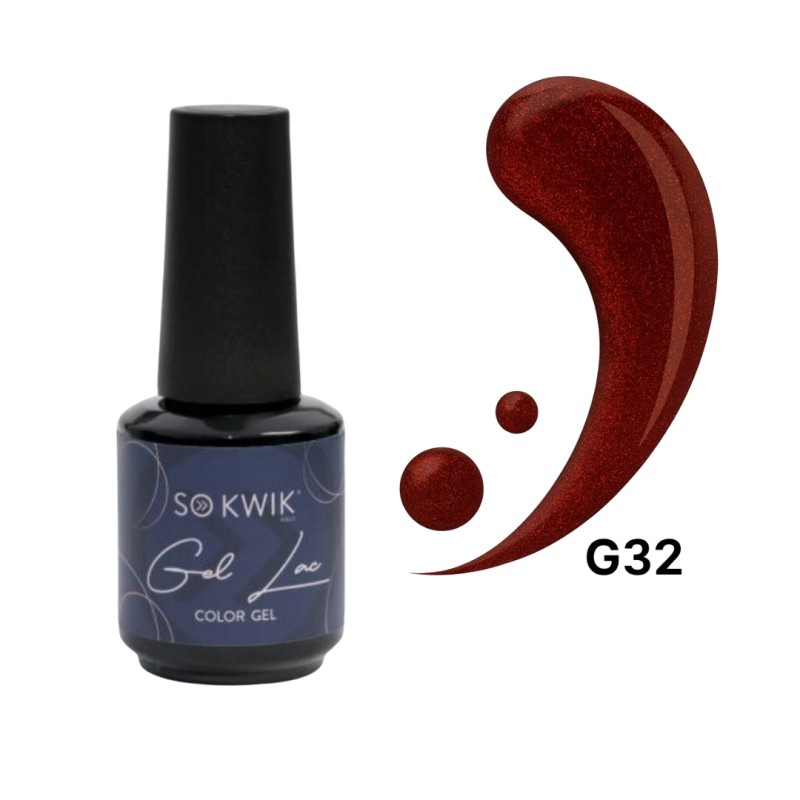 SoKwik Oja Semipermanenta Glitter Collection G32 – Rosu Granat Stralucitor (15ml) TPO Free si Hema Free