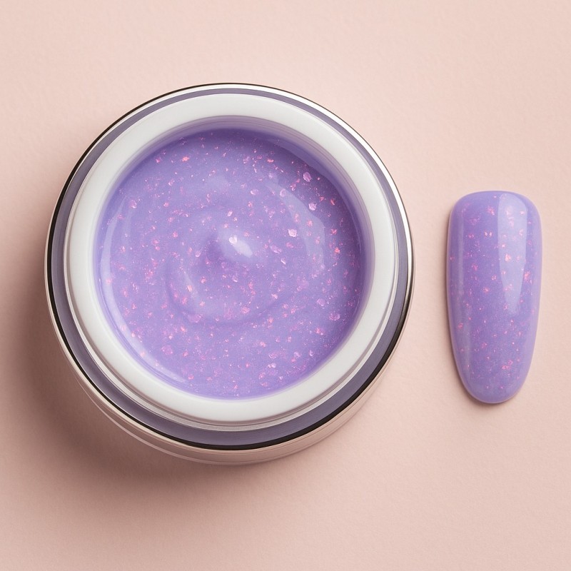 Gel de constructie pentru unghii – Builder Gel Baby Lila Flakes SoKwik 50ml (TPO Free si Hema Free)