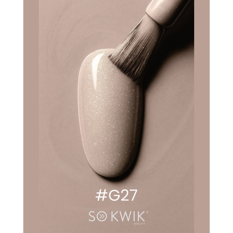 SoKwik Oja Semipermanenta Glitter Collection G27 – Auriu Nude (15ml) TPO Free si HEMA Free