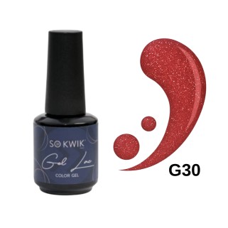 SoKwik Gel Lac G30 – Oja Semipermanenta Rosu Gliterat TPO Free HEMA Free