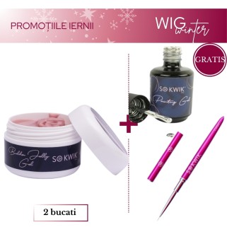 Pachet Promo SoKwik - 2x Builder Jelly Gel Cover Pink + CADOU Painting Gel Silver & Pensula