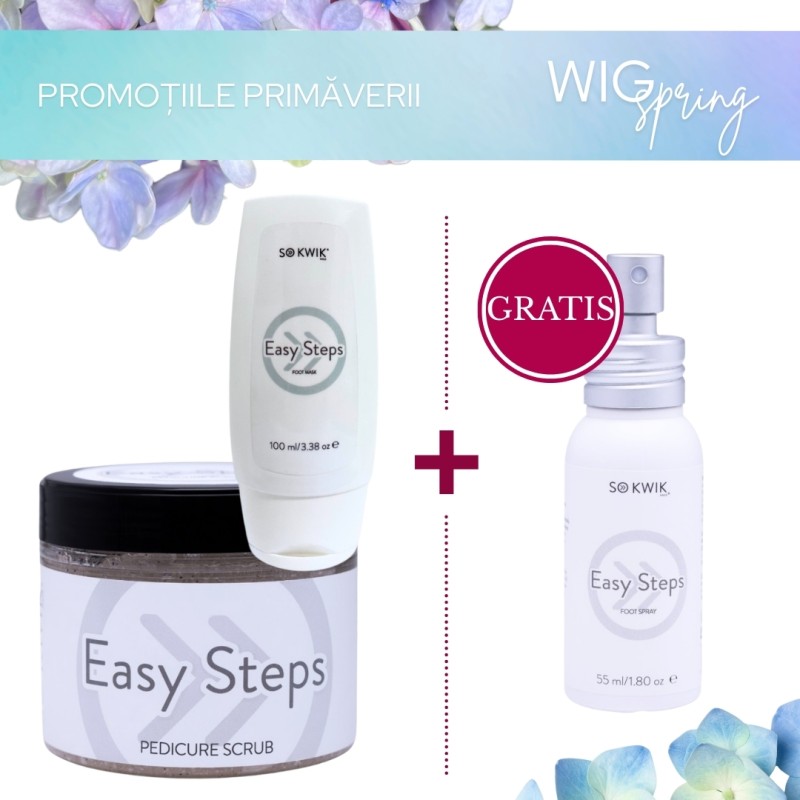 Pachet Promo SoKwik Easy Steps Pedichiura – Scrub + Masca + Spray