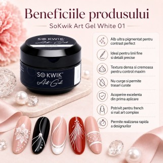 gel alb unghii SoKwik Art Gel White 01 15g
