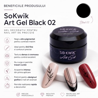 gel negru unghii SoKwik Art Gel Black 02 15g