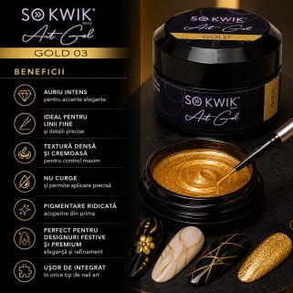 gel auriu unghii SoKwik Art Gel Gold 03 15g