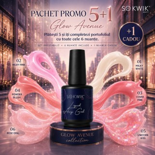 Pachet Promo SoKwik Liquid AcryGel Glow Avenue Collection 5+1 Cadou - 6 nuante profesionale TPO Free si Hema Free