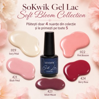 Pachet Promo SoKwik Soft Bloom Collection 5 Oje Semipermanente Platesti 4 Primesti 5