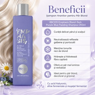 Sampon pentru par blond BBCOS Emphasis Blond-Tech Purple Blue Feeding Shampoo 250ml