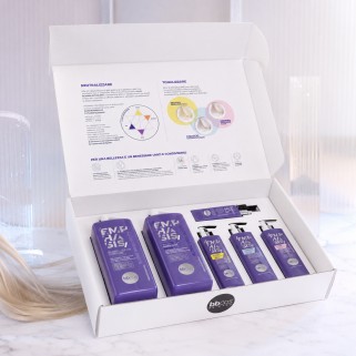 Set complet pentru par blond BBCOS Emphasis Blond-Tech cu sampon masti tonalizante si Glow Serum