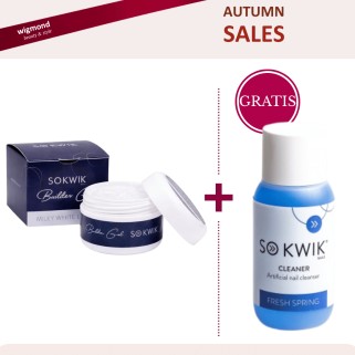Pachet Promo SoKwik Builder Gel Milky White Extra 50ml cu Cleaner Fresh Spring 150ml gratis