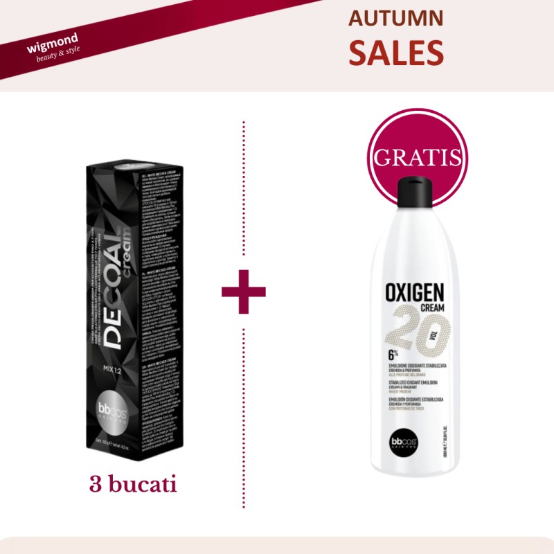 Pachet Promo 3x BBCOS Decoal Crema Decoloranta 120g + Oxigen Cream 6% 1000ml GRATIS