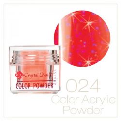 Crystal Nails - Praf acrylic colorat - 24 - Rosu deschis cu sclipici  7g