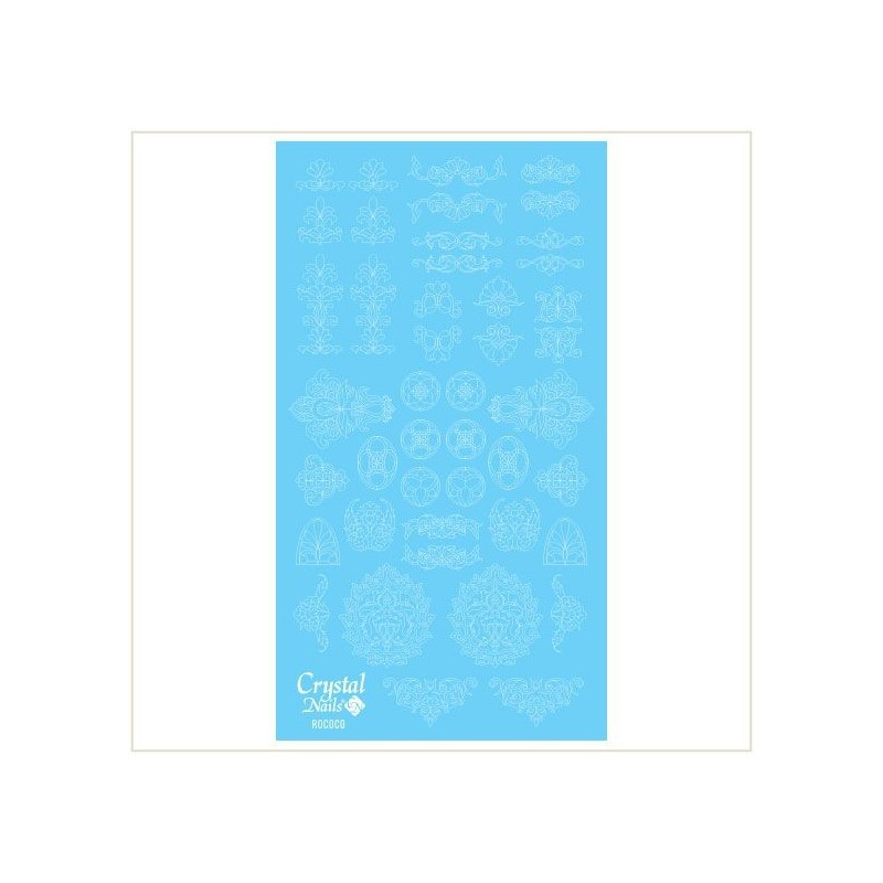 Crystal Nails - Water Decal Coloring Style - Abtibilde pentru Contur Modele - Rococo White