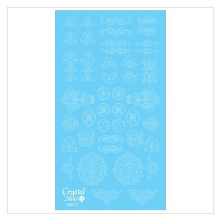 Crystal Nails - Water Decal Coloring Style - Abtibilde pentru Contur Modele - Rococo White