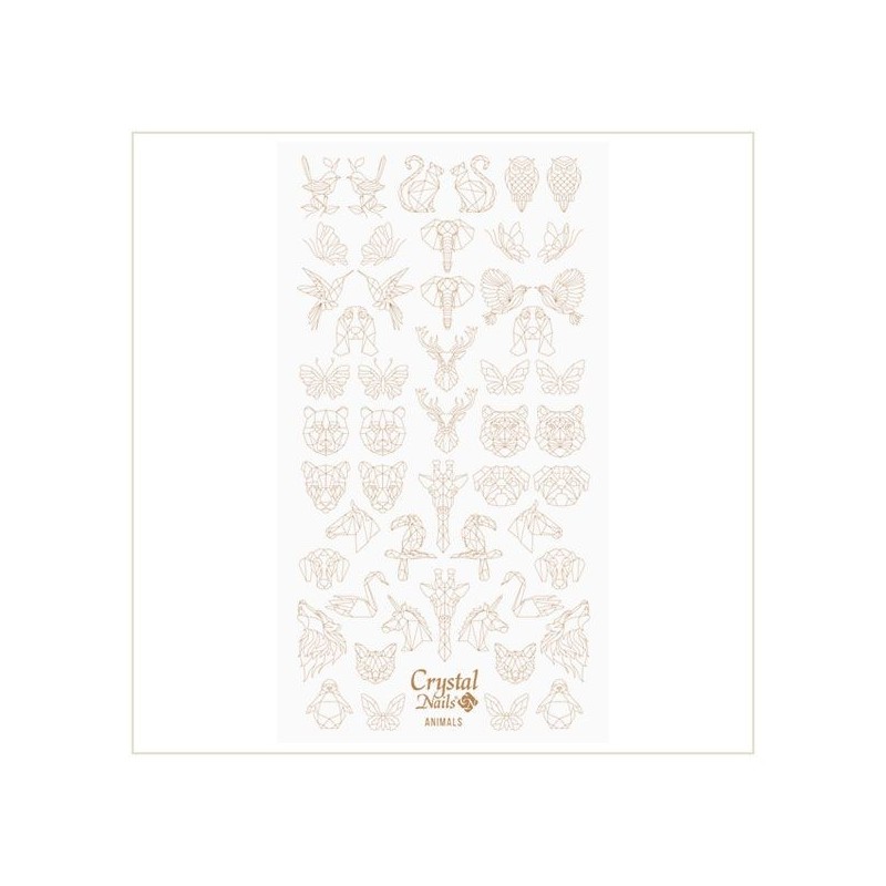 Crystal Nails - Water Decal Coloring Style - Abtibilde pentru Contur Modele - Animals Gold
