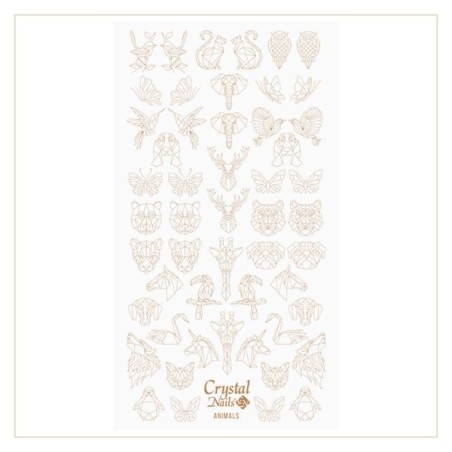 Crystal Nails - Water Decal Coloring Style - Abtibilde pentru Contur Modele - Animals Gold