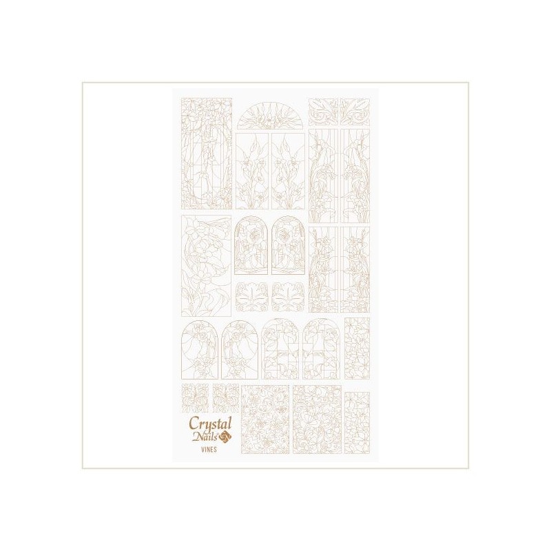 Crystal Nails - Water Decal Coloring Style - Abtibilde pentru Contur Modele - Vines Gold