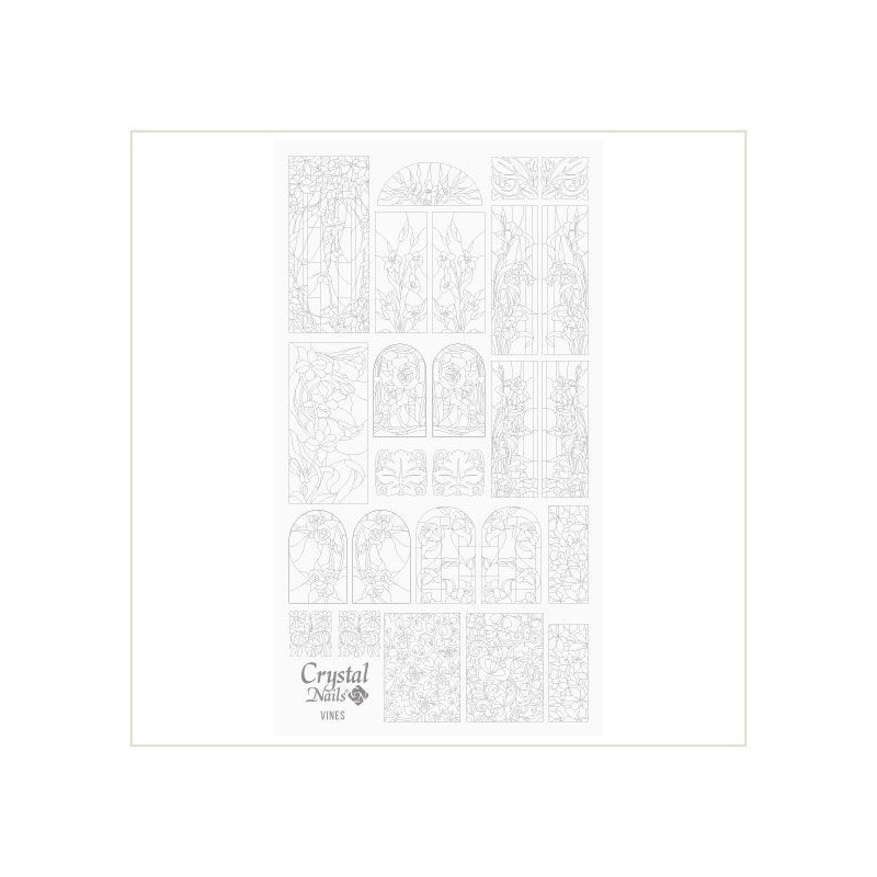 Crystal Nails - Water Decal Coloring Style - Abtibilde pentru Contur Modele - Vines Silver