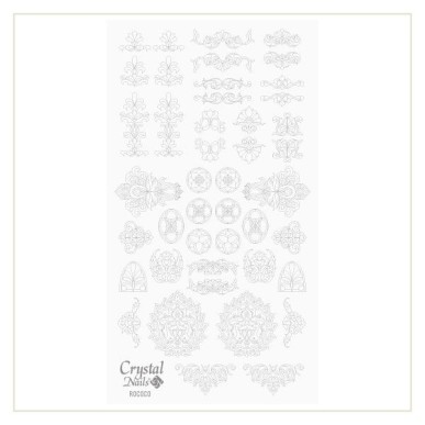 Crystal Nails - Water Decal Coloring Style - Abtibilde pentru Contur Modele - Rococo Silver
