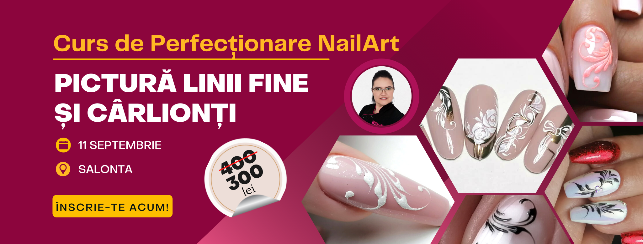 Curs NailArt - Pictură Linii Fine și Cârlionți cu Gel Lac - Salonta